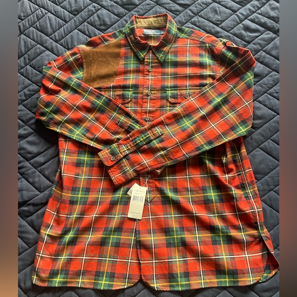 Men’sPoloRalphLauren lg slv classic suede patch right shoulder LG 1021833 CCAVG